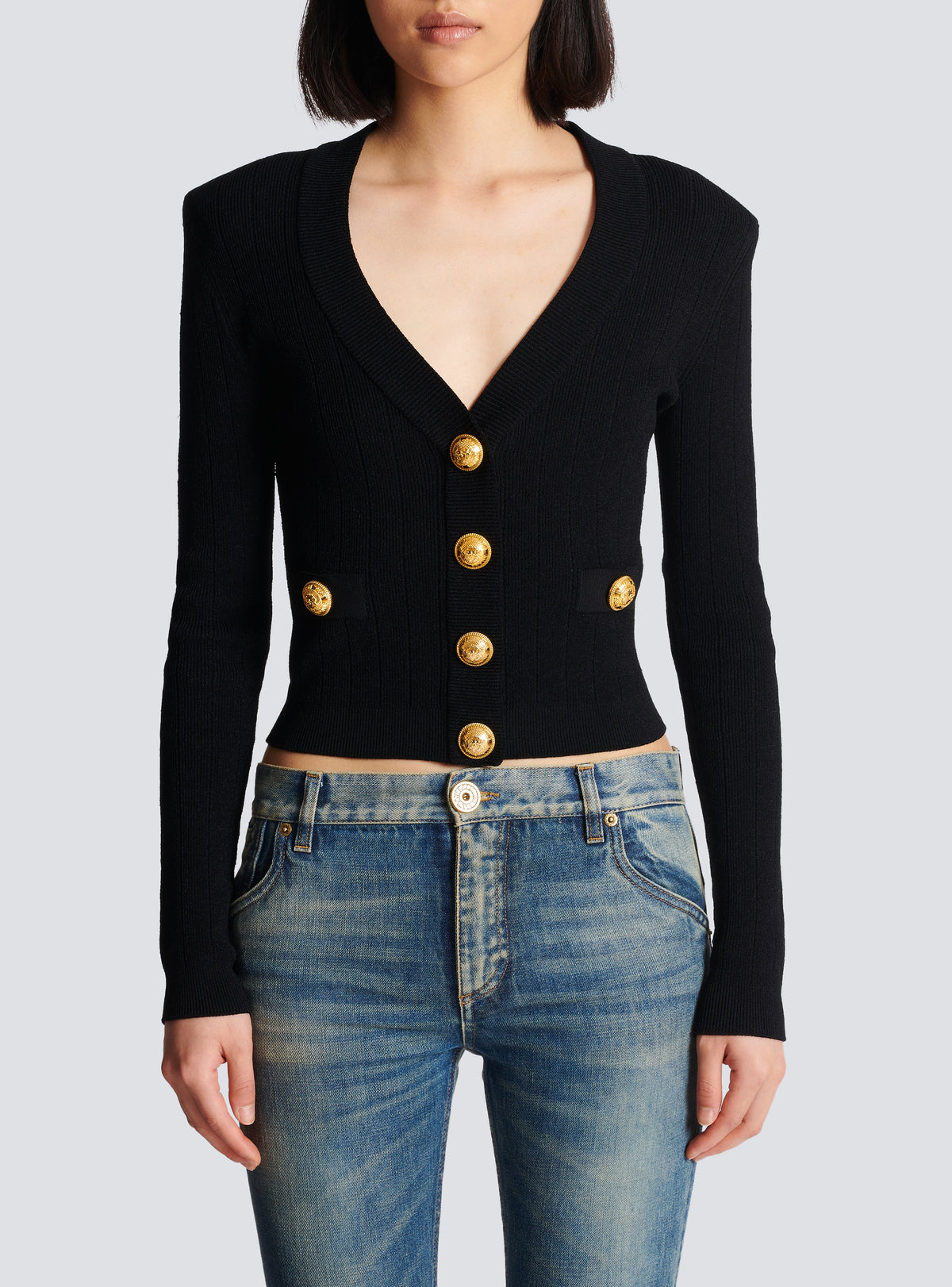 Cardigan en maille à boutons - Noir