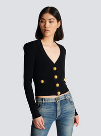 Cardigan en maille à boutons - Noir