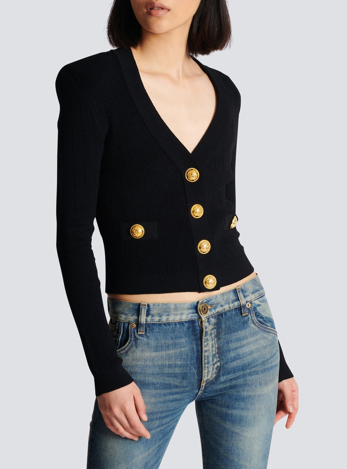 Cardigan en maille à boutons - Noir