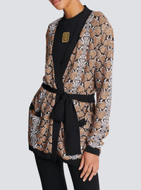 Cardigan en maille - Noir & Camel & Blanc