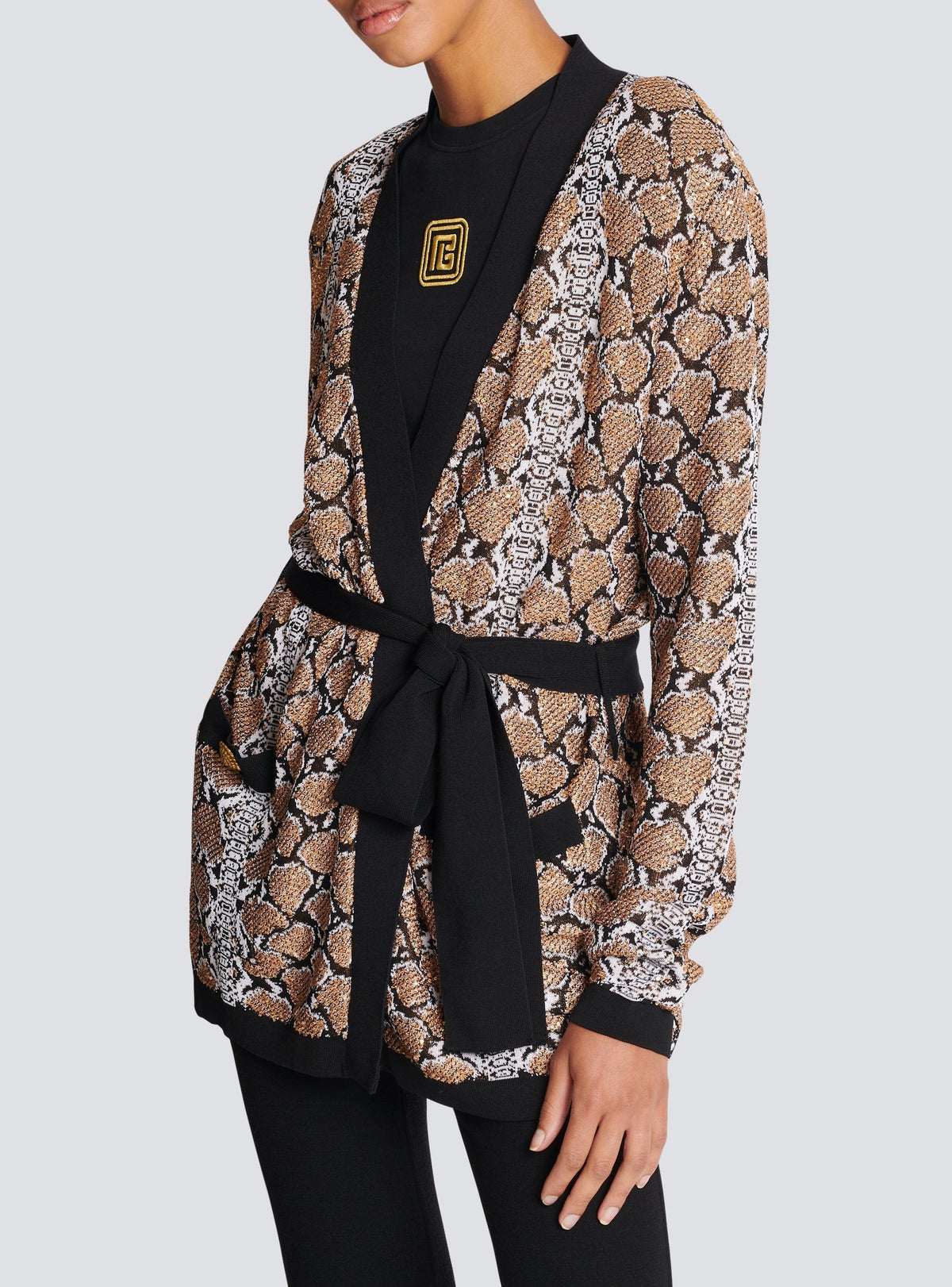 Cardigan en maille - Noir & Camel & Blanc