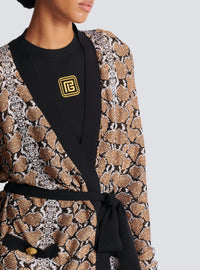 Cardigan en maille - Noir & Camel & Blanc