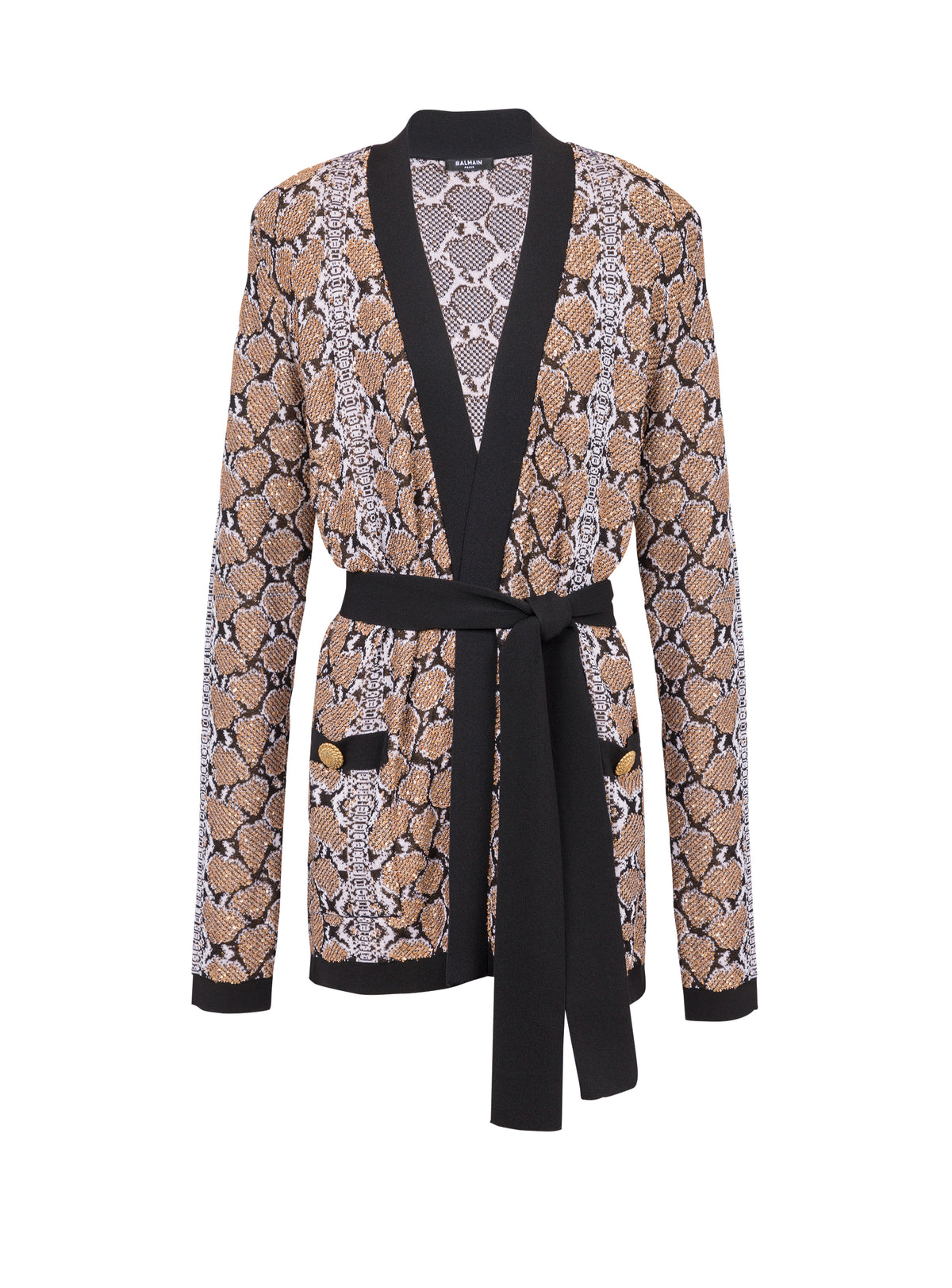 Cardigan en maille - Noir & Camel & Blanc