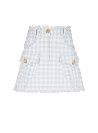 Jupe trapèze en tweed vichy - Bleu Pâle & Blanc