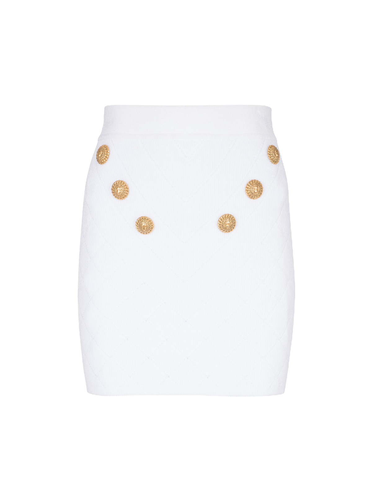 Jupe 6 boutons en maille - Blanc