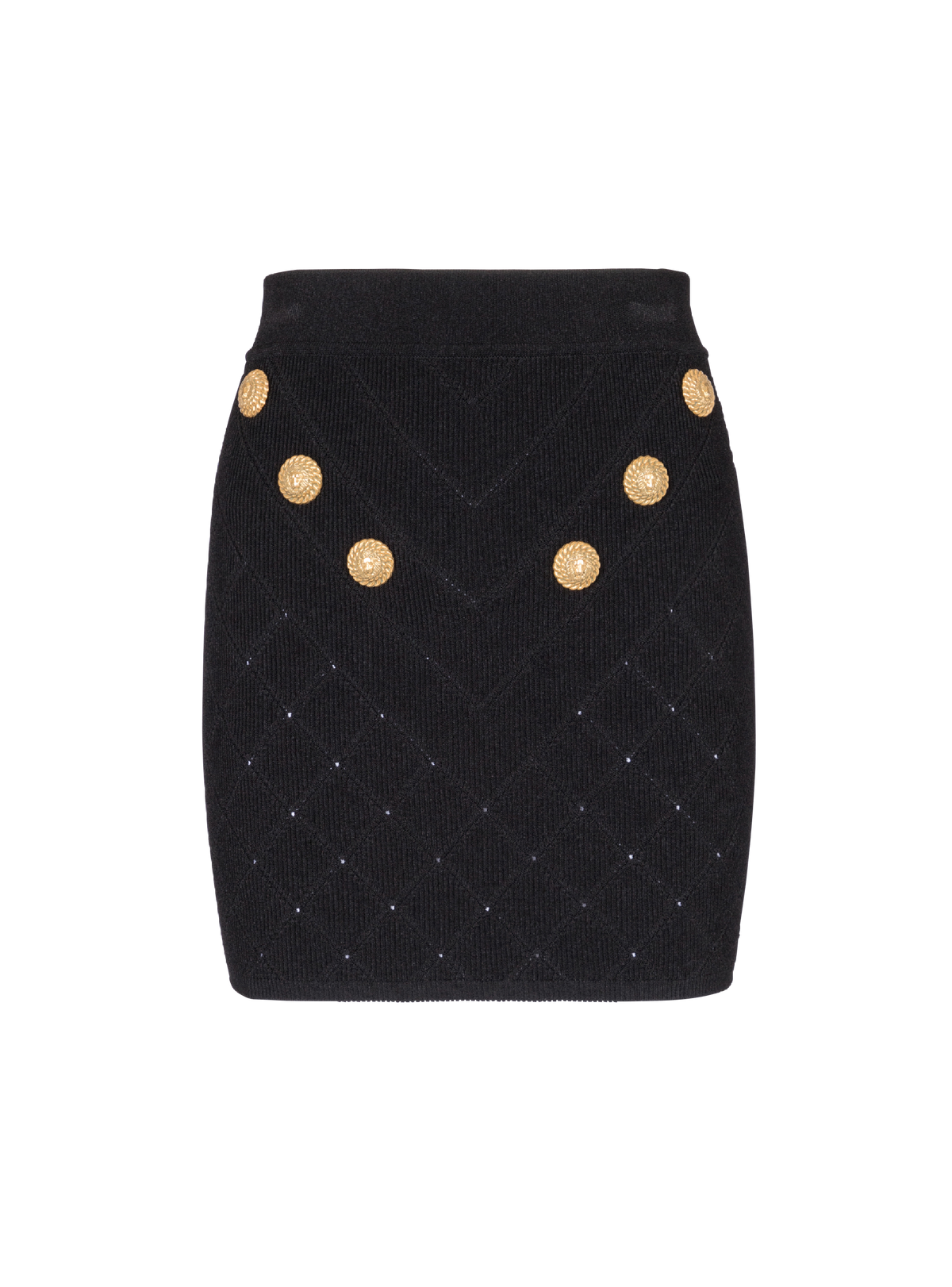 Jupe 6 boutons en maille - Noir