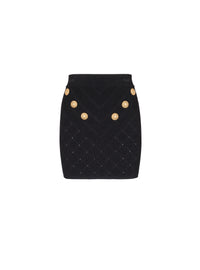 Jupe courte 6 boutons en maille - Noir