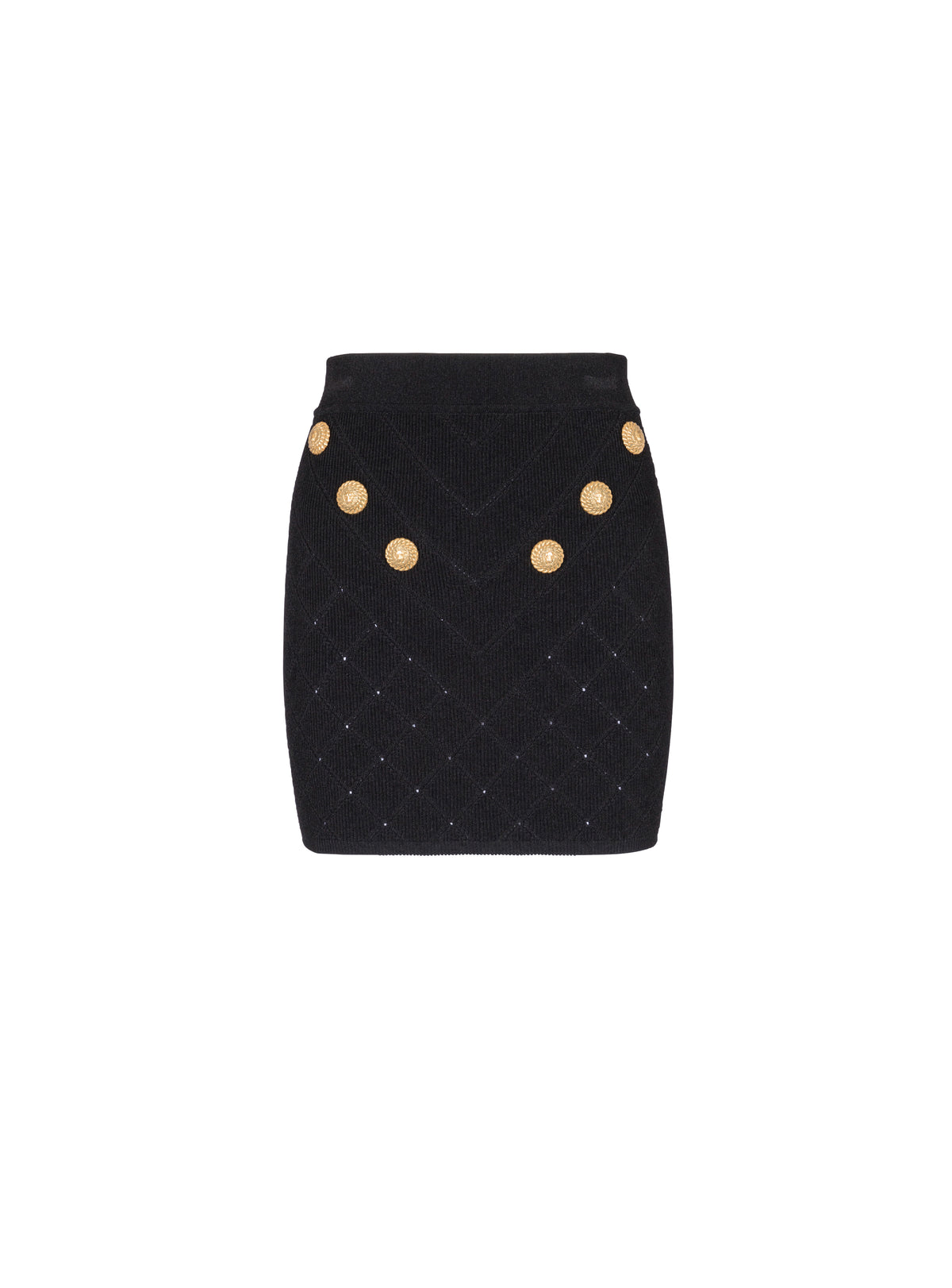 Jupe courte 6 boutons en maille - Noir