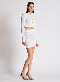 Jupe en maille ajourée monogramme - Blanc