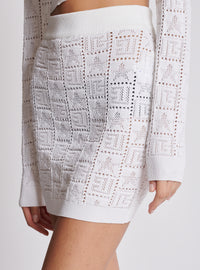 Jupe en maille ajourée monogramme - Blanc