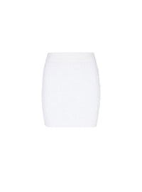 Short monogram openwork knit skirt - White