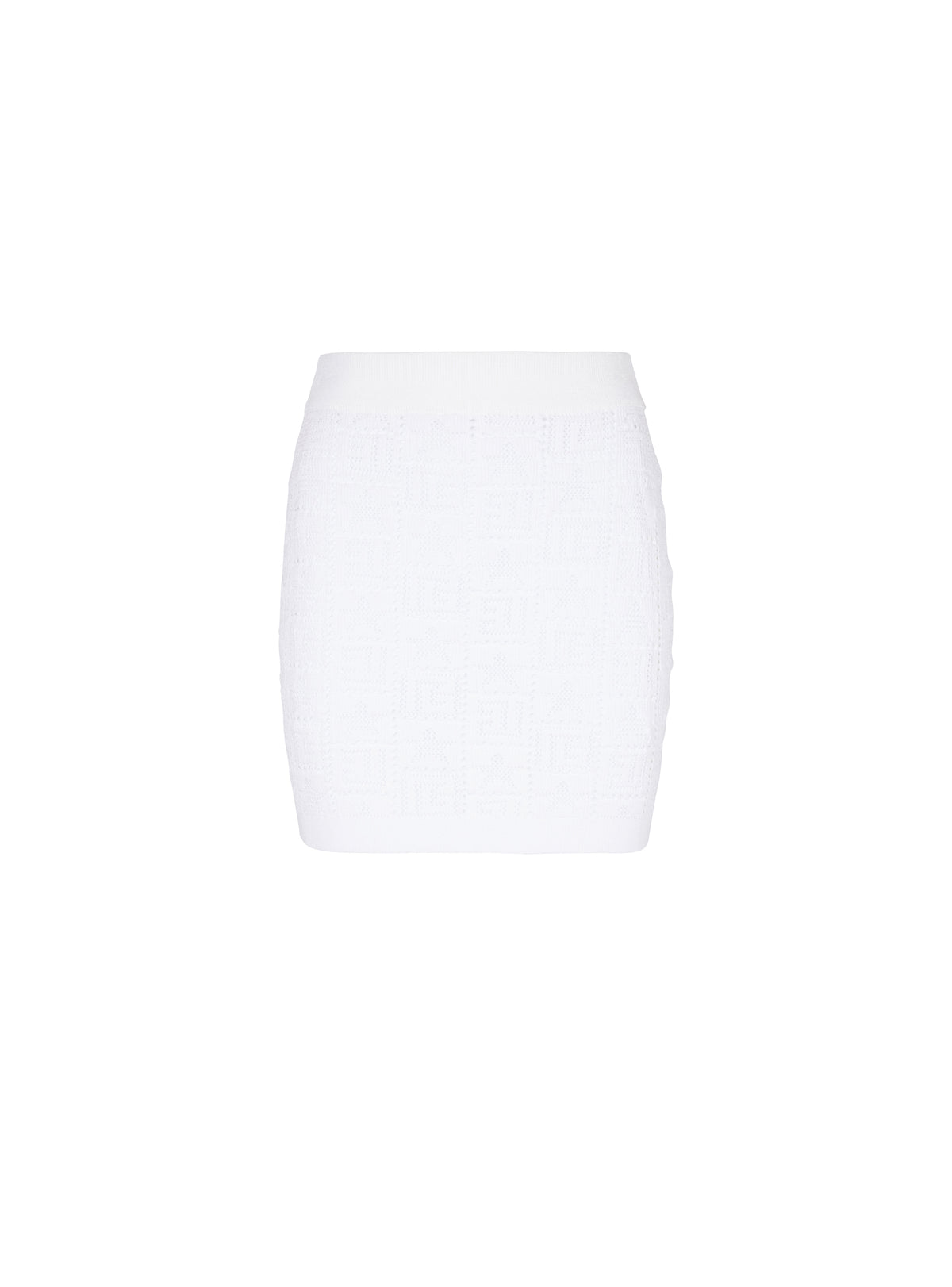 Short monogram openwork knit skirt - White