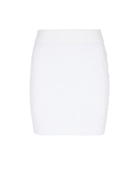Jupe en maille ajourée monogramme - Blanc