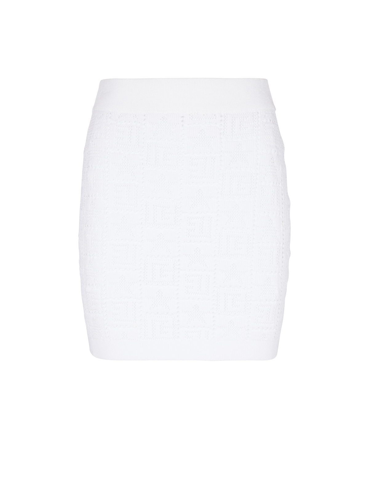 Jupe en maille ajourée monogramme - Blanc