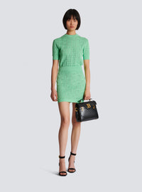 Jupe en maille ajourée monogramme - Vert D'Eau