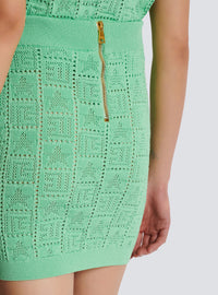 Jupe en maille ajourée monogramme - Vert D'Eau