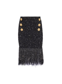 Jupe courte en tweed à franges - Noir & Or