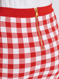 Jupe en fine maille vichy - Rouge