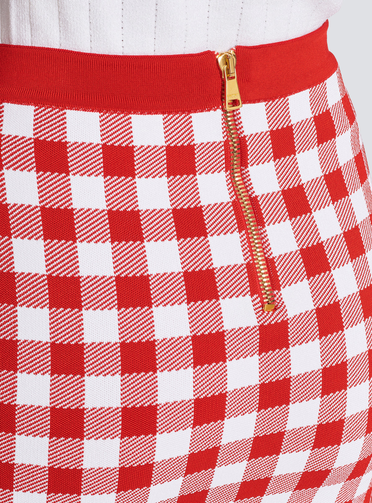 Jupe en fine maille vichy - Rouge