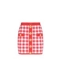 Jupe courte en fine maille vichy - Rouge