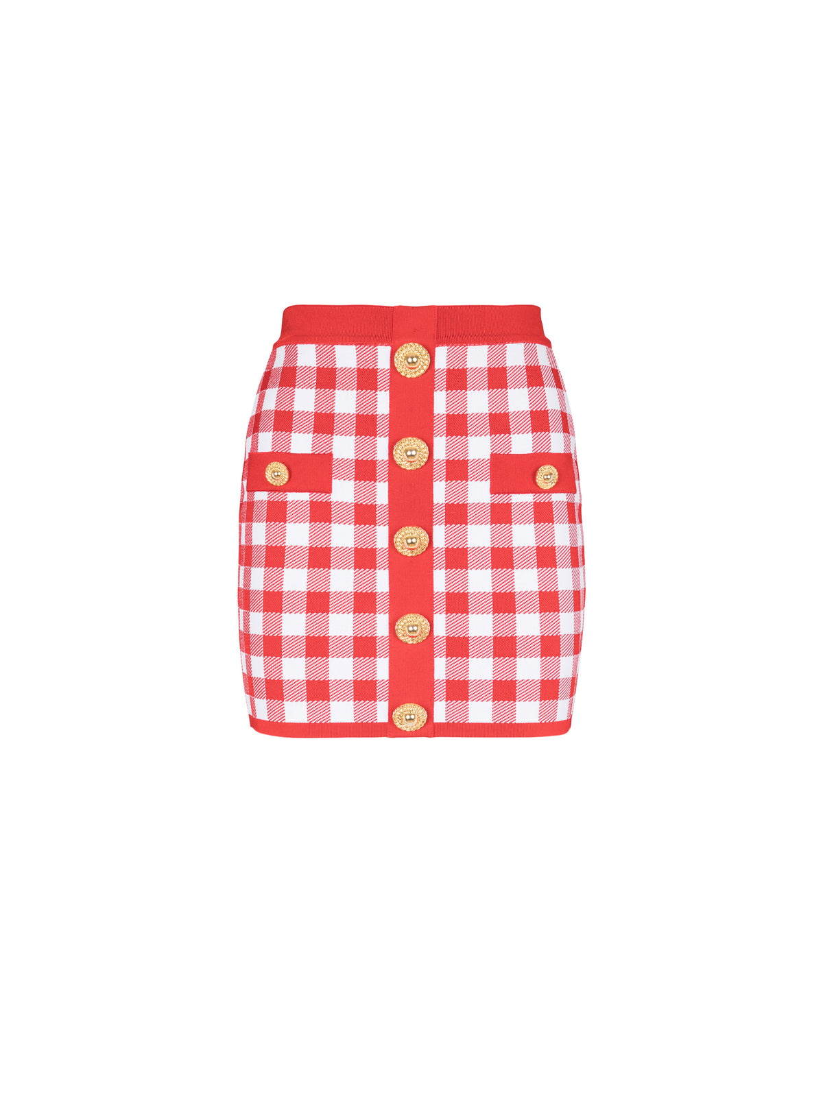 Jupe courte en fine maille vichy - Rouge