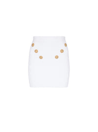 Jupe courte 6 boutons en maille - Blanc