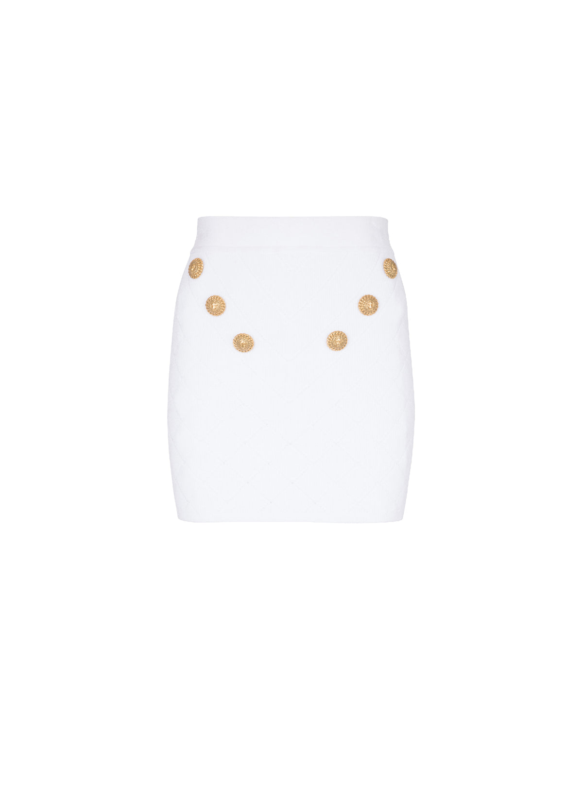 Jupe courte 6 boutons en maille - Blanc