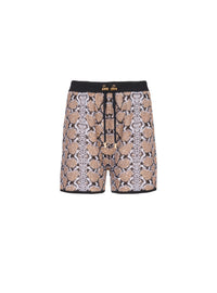Short en maille - Noir & Camel & Blanc