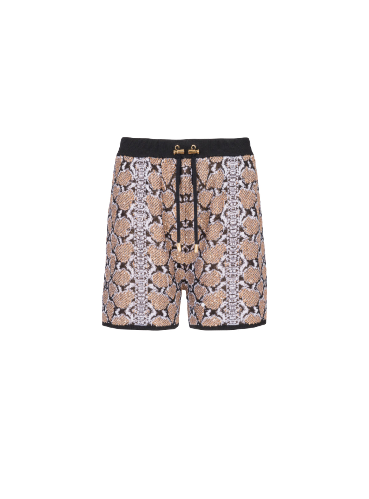 Short en maille - Noir & Camel & Blanc