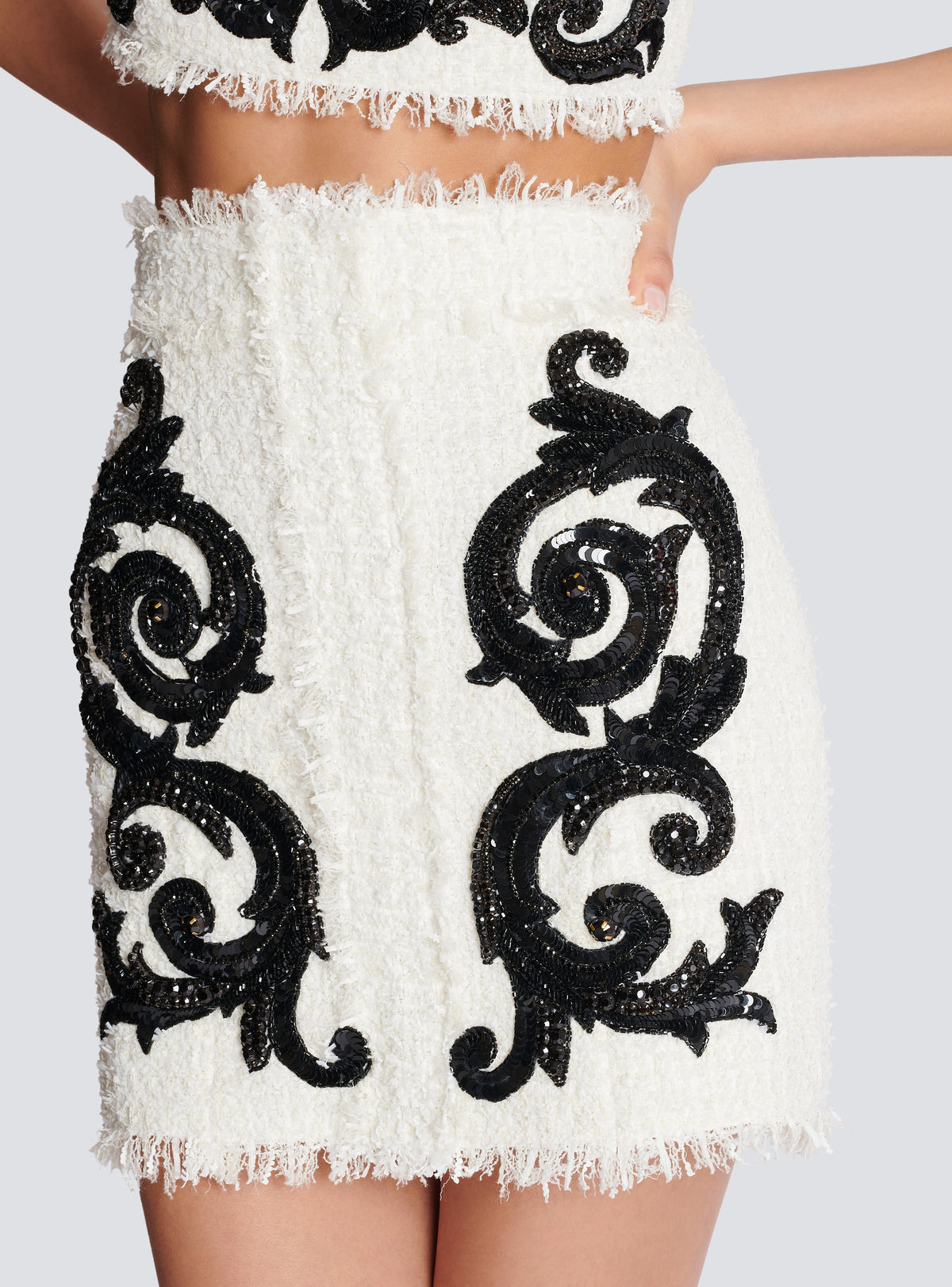 Jupe en tweed baroque - Blanc & Noir