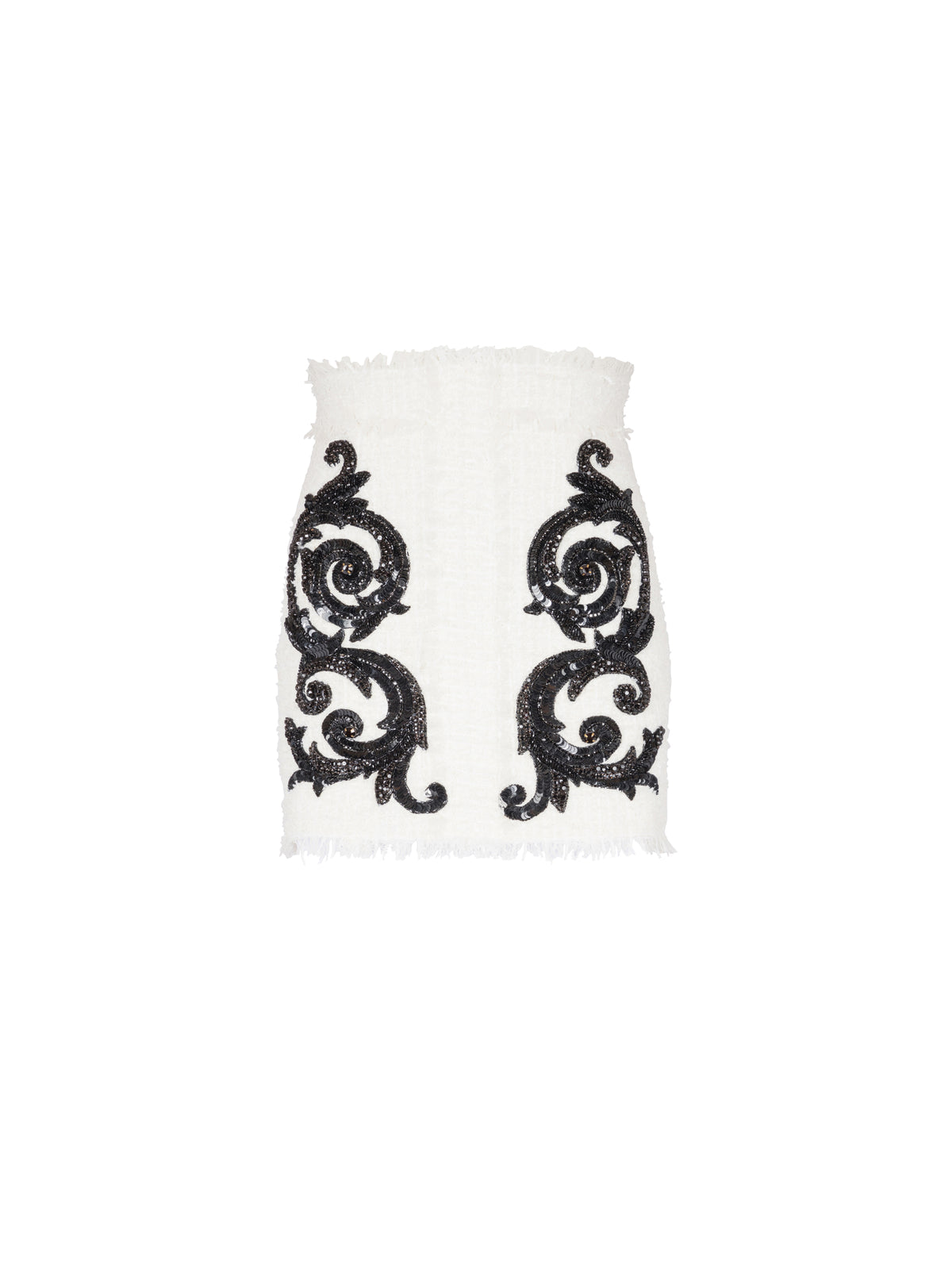 Baroque tweed short skirt - White & Black