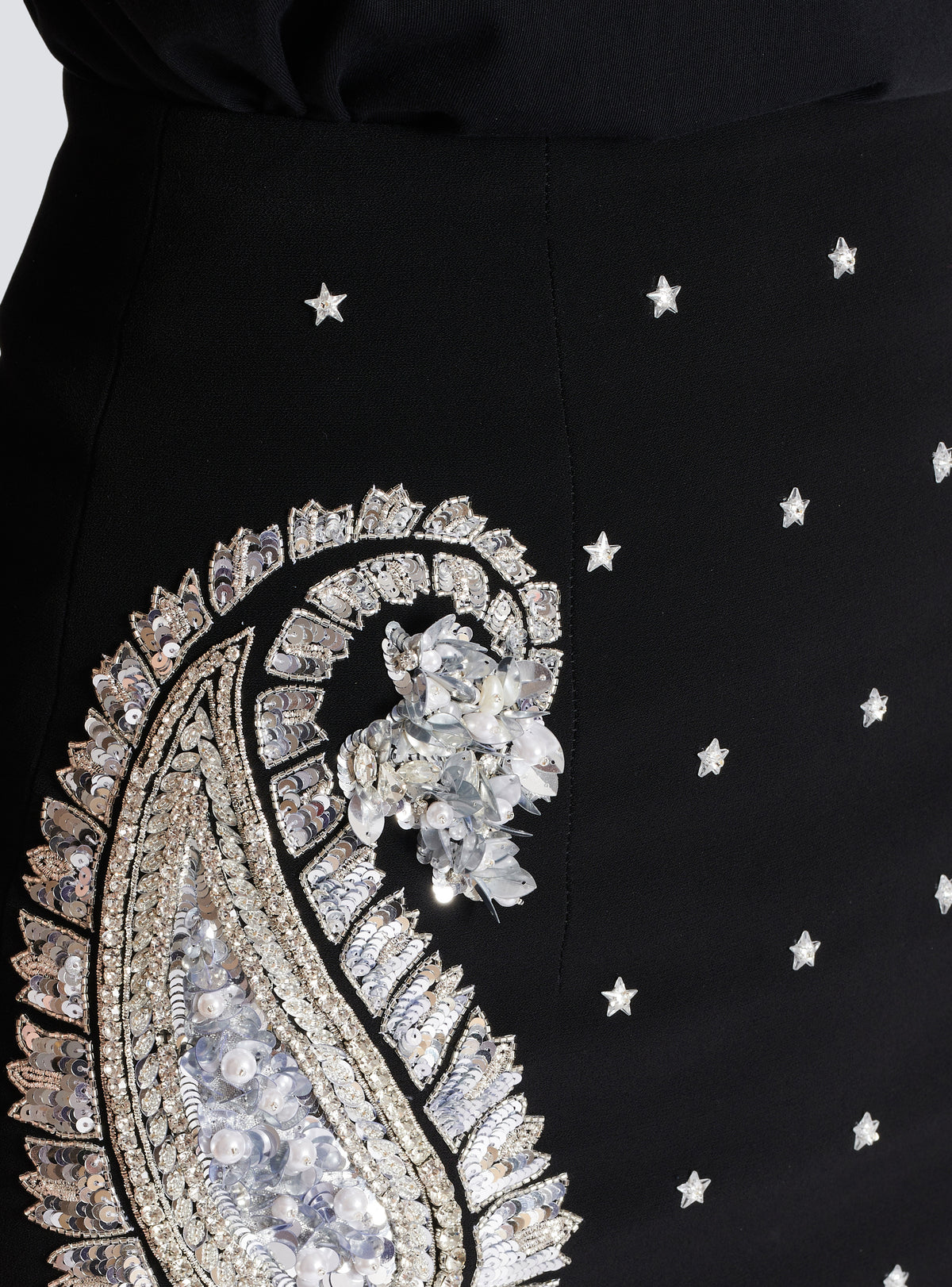Jupe brodée paisley et étoiles - Noir & Cristal