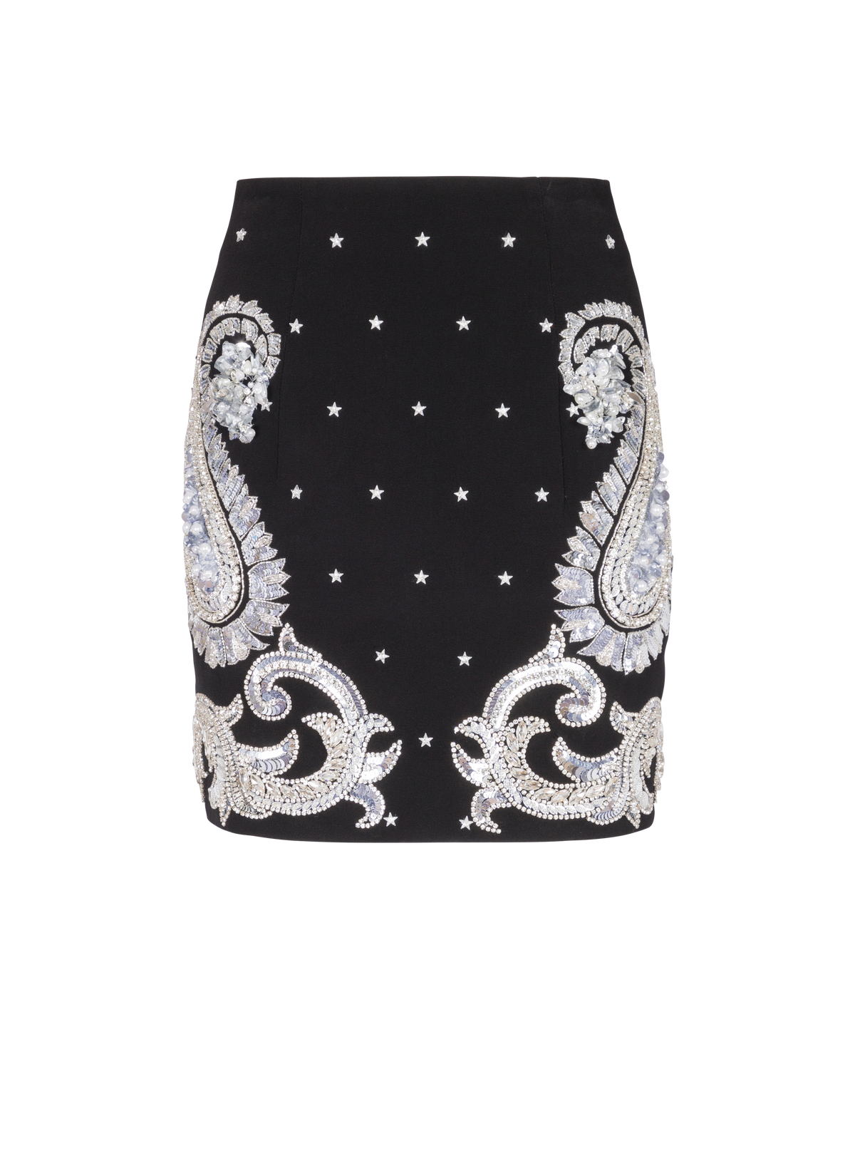 Jupe brodée paisley et étoiles - Noir & Cristal
