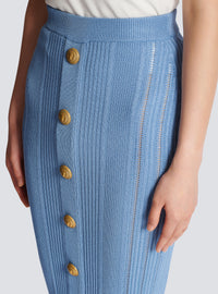Jupe 5 boutons en maille - Bleu Pâle