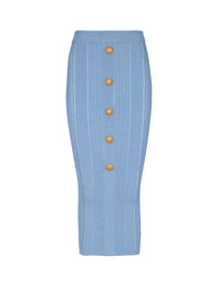 Jupe midi en maille - Bleu Pâle