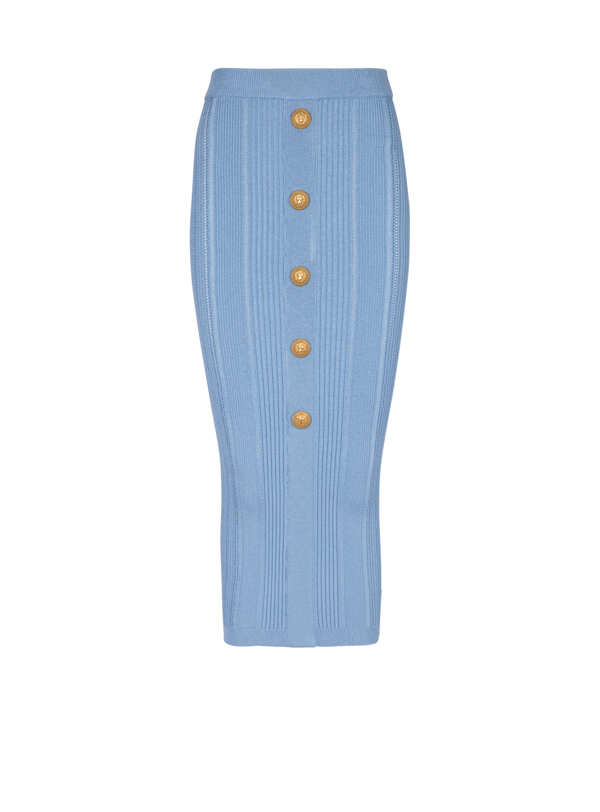 Jupe 5 boutons en maille - Bleu Pâle