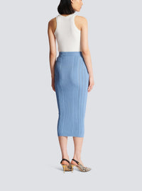 Jupe midi en maille - Bleu Pâle