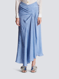 Jupe en jacquard de soie python - Bleu Pâle
