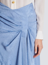 Jupe en jacquard de soie python - Bleu Pâle