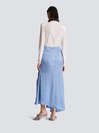 Jupe en jacquard de soie python - Bleu Pâle