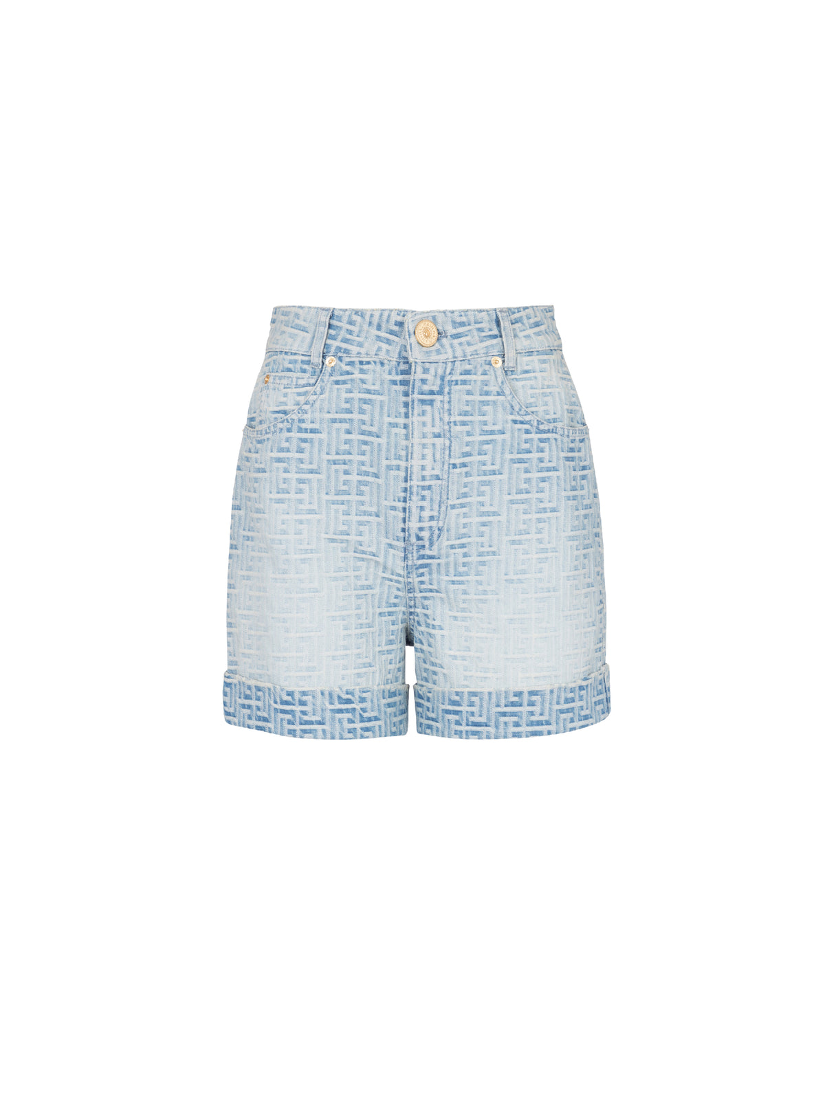 Monogram denim shorts - Jean Blue