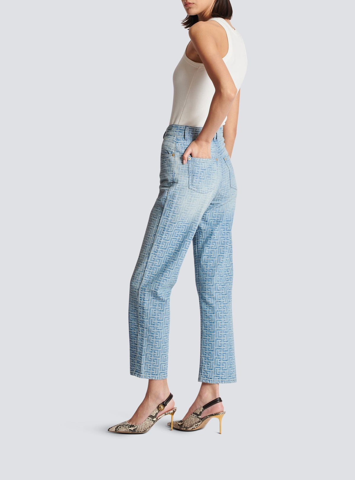 Classic monogram denim trousers - Jean Blue