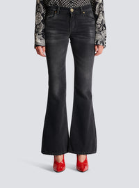 Jean bootcut western en denim - Noir Délavé