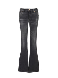 Pantalon bootcut western en denim - Noir Délavé