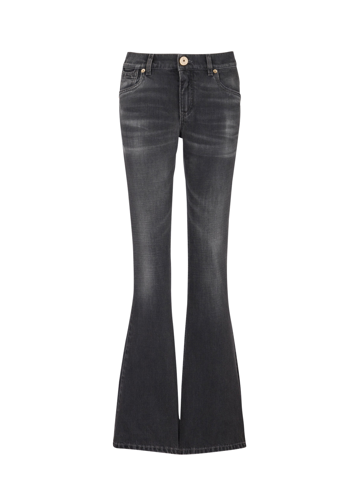 Pantalon bootcut western en denim - Noir Délavé