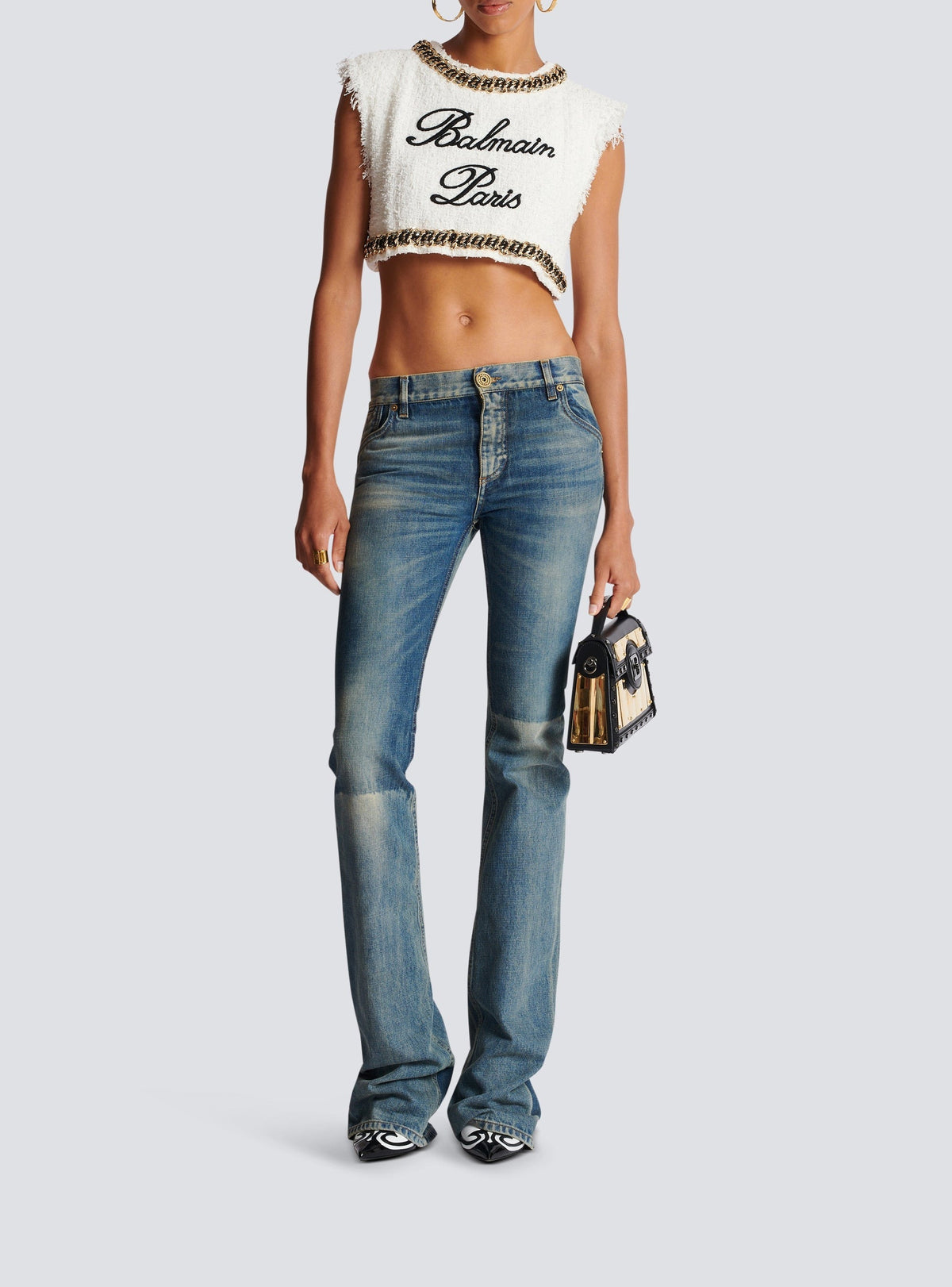 Pantalon bootcut western en denim - Bleu Jean