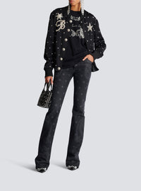 Star print denim trousers - Washed Black