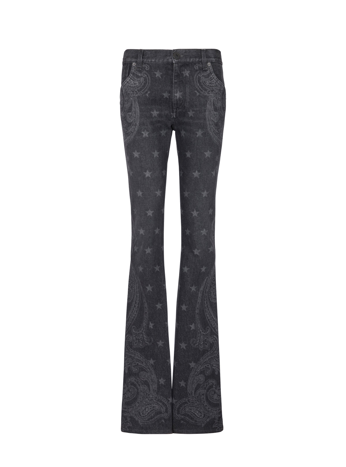 Star print denim trousers - Washed Black