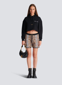 Short en maille python - Noir & Camel & Blanc
