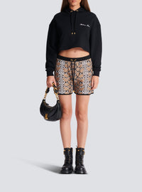 Short en maille - Noir & Camel & Blanc